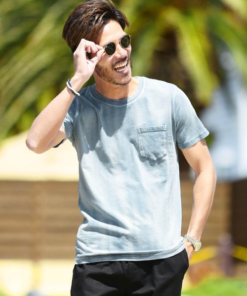 ジギーズショップ Jiggys Shop インディゴtシャツ Tシャツ 半袖 無地 ポケt 胸ポケット ティーシャツ デニム クルーネック ｖネック Magaseek