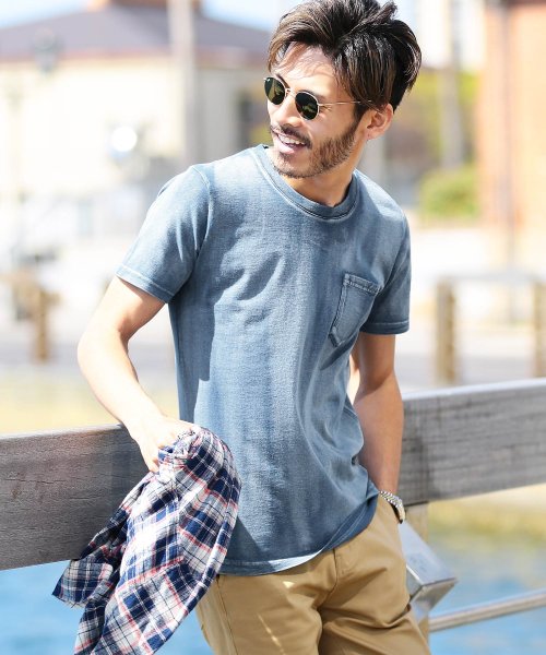 ジギーズショップ Jiggys Shop インディゴtシャツ Tシャツ 半袖 無地 ポケt 胸ポケット ティーシャツ デニム クルーネック ｖネック Magaseek