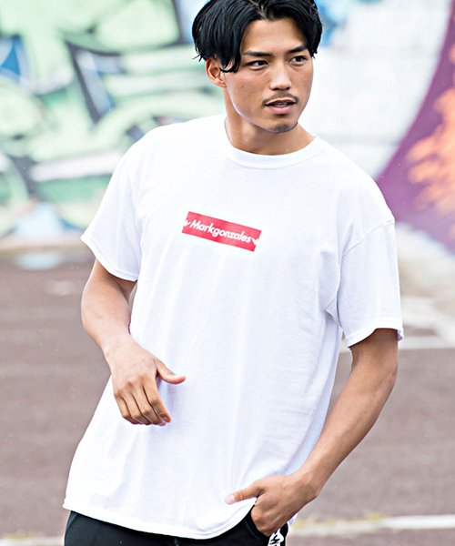 CavariA(キャバリア)/CavariA×MARK GONZALES【キャバリア×マークゴンザレス】ロゴプリントクルーネック半袖Tシャツ/ホワイト