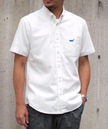 NOLLEY’S goodman(ノーリーズグッドマン)/クジラ刺繍半袖ボタンダウンシャツ/ホワイト