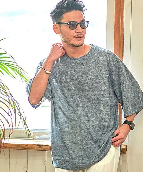 セール Vicci ビッグシルエットクルーネック5分袖ニットソー セーター メンズ サマーニット メンズ ブランド 大人 カジュアル ビッグシルエット ストリート系 大 ビッチ Vicci Magaseek