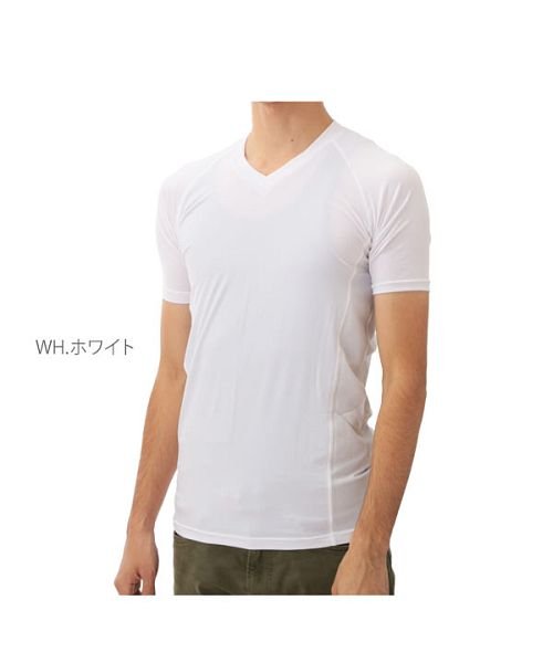 BACKYARD FAMILY(バックヤードファミリー)/BT冷感 パワーストレッチ半袖Vネックシャツ JW622/ホワイト