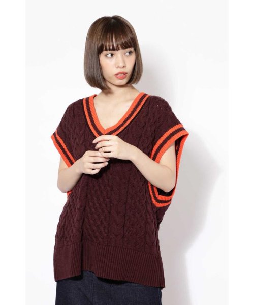 セール More11月号掲載 オーバーサイズチルデンニットベスト ローズバッド Rose Bud Magaseek