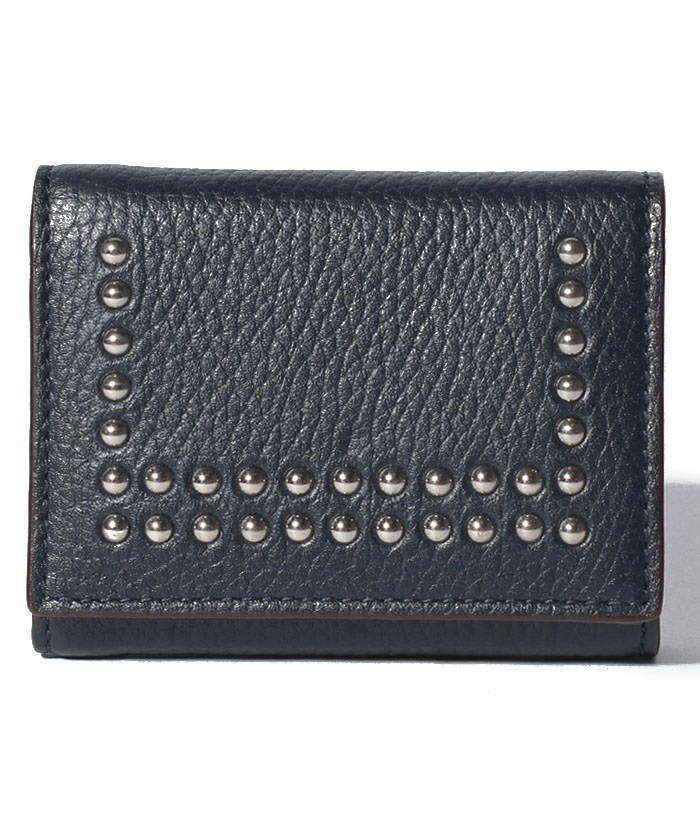 【J&M DAVIDSON】三つ折り ミニ財布 / SMALL FOLDED WALLET W/STUDS 【NEW NAVY】