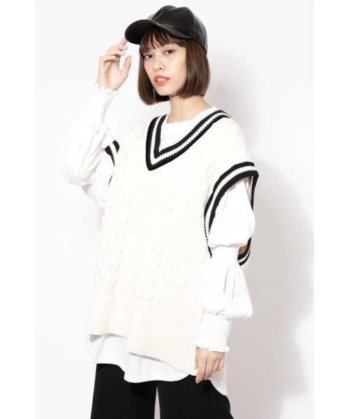 セール More11月号掲載 オーバーサイズチルデンニットベスト ローズバッド Rose Bud Magaseek