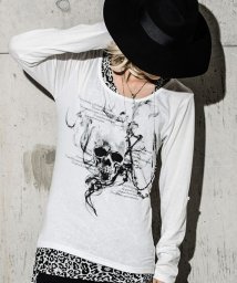 BERNINGS-SHO(バーニングスショー)/Bernings Sho【バーニングショー】スカル長袖Tシャツ＆総柄タンクトップレイヤード2Pセット/ホワイト