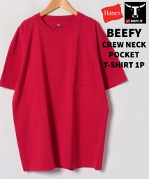 JEANS MATE(ジーンズメイト)/【HANES】BEEFY‐T　ポケットTシャツ/レッド