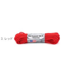 BACKYARD FAMILY(バックヤードファミリー)/アトウッド・ロープ MFG ATWOOD ROPE MFG. パラコード 100フィート 無地/レッド