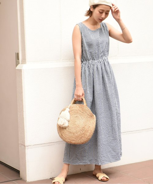 シボ感ギンガムチェックノースリーブワンピースcocaオリジナル コカ Coca Magaseek