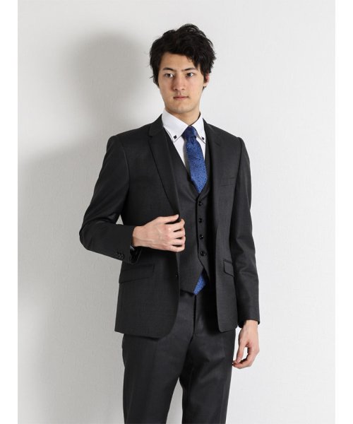 セール ドビーストレッチグレー3ピーススーツ スリムフィット セマンティックデザイン Semanticdesign Magaseek