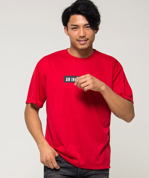 CavariA(キャバリア)/CavariA【キャバリア】ビッグシルエットボックスロゴバック英字プリントクルーネック半袖Tシャツ/レッド