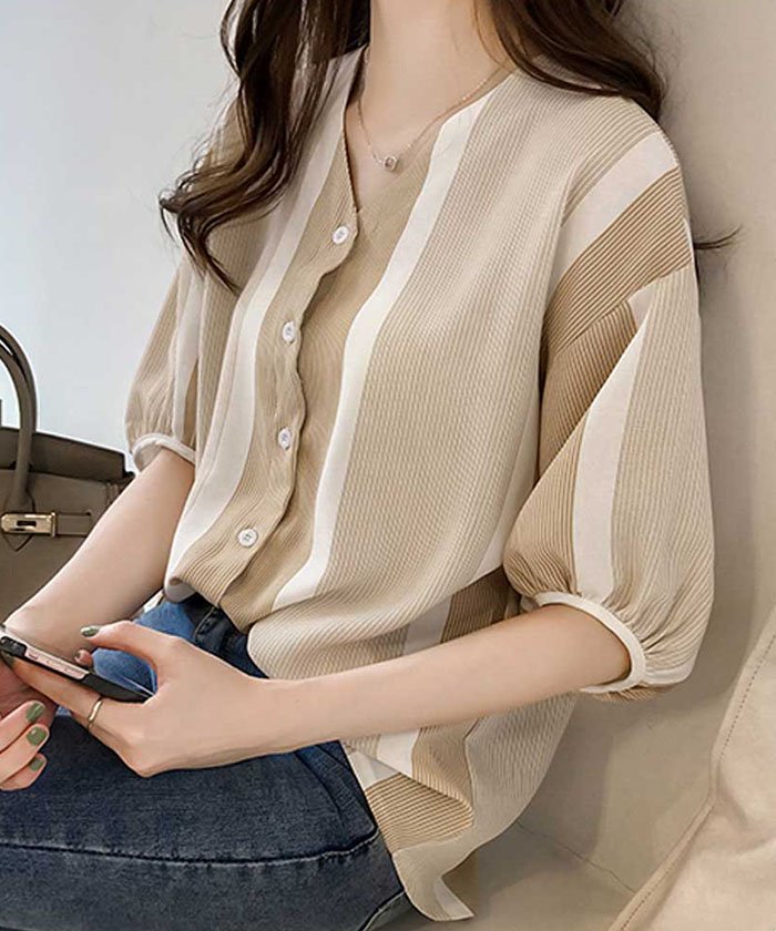 セール ブラウス レディース マルチストライプ ブラウス 体型カバー シャツ 夏服 ミニミニストア Miniministore Magaseek セール ブラウス レディース マルチストライプ ブラウス 体型カバー シャツ 夏服 ミニミニストア Miniministore Magaseek