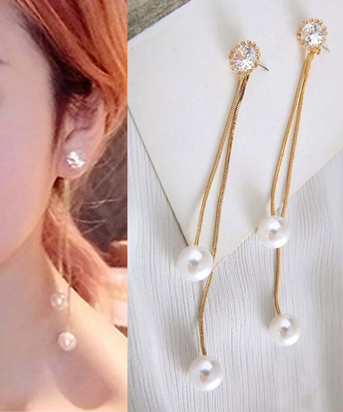 セール チェーン ピアス パール ロング ピアス 揺れるピアス レディース ラインストーン 大粒 ミニミニストア Miniministore Magaseek