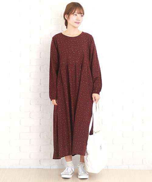 クーポン セール 66 Off 総柄長袖ワンピース レディース 膝丈 春 上品 30代 40代 Vl 5112 S S アミュレット Amulet Magaseek