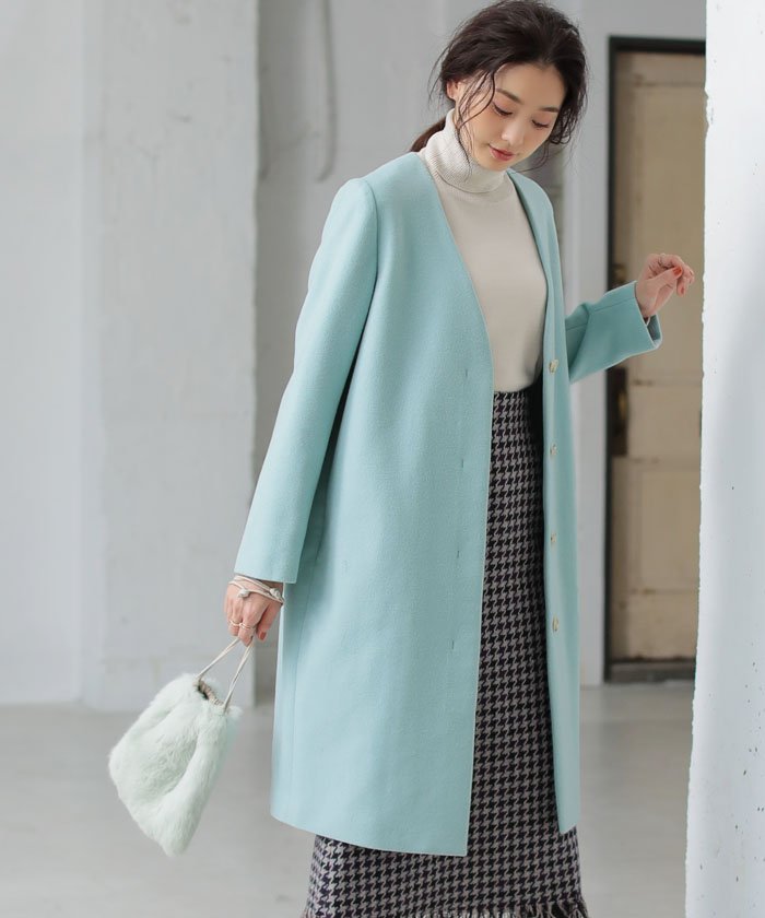 URBAN RESEARCH ROSSO Vネックノーカラーコート