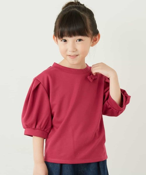 a.v.v(KID'S)(アー・ヴェ・ヴェキッズ)/[100－130]半袖ボリュームリボンポイントTシャツ[WEB限定サイズ]/パープル