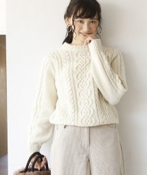 coen(coen)/アランケーブルニット (グレー⇒WEB限定カラー)( フィッシャーマンニット )/OFFWHITE