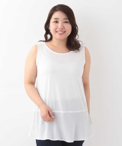 大きいサイズ 重ね着に便利 シフォン切替えタンクトップ エウルキューブ Eur3 Magaseek