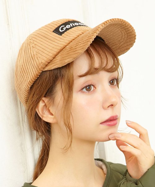 INGNI(イング)/【CanCam1月号・12月号掲載】コーデュロイBOXロゴCAP/キャメル×ブラック