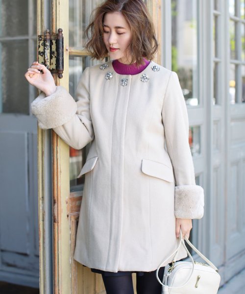 セール Sweet11月号掲載 ロングビーバービジューノーカラーコート トランテアン ソン ドゥ モード 31 Sons De Mode Magaseek