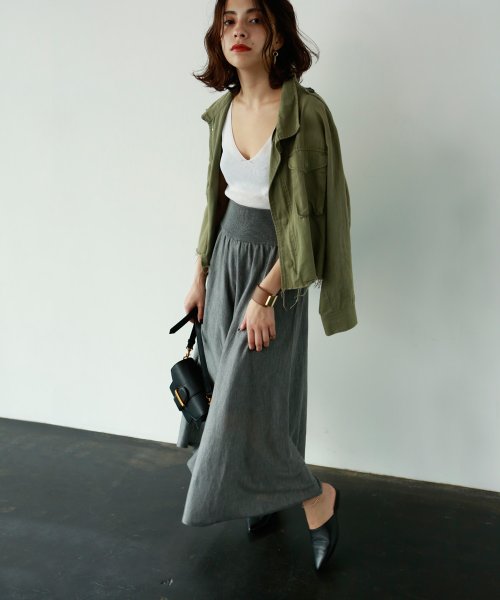 marjour(マージュール)/WIDE KNIT PANTS/グレー