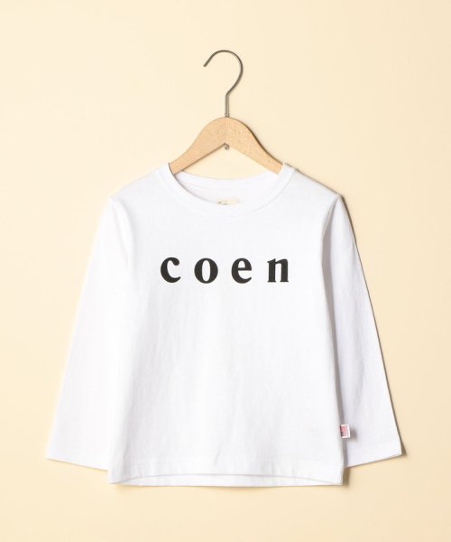 coen(コーエン（キッズ）)/coen(コーエン)ロゴロングスリーブTシャツ(100～130)/WHITE