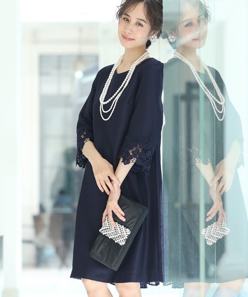 セール 結婚式 二次会 パーティー レース プリーツサックワンピース プールヴー Pourvous Magaseek