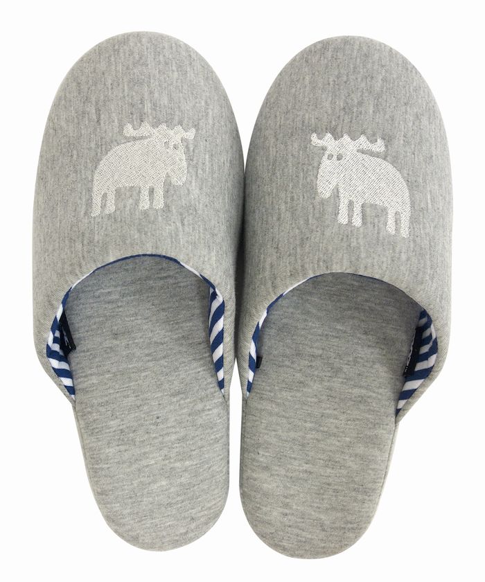 セール】【moz】 スリッパ ニットタイプ M グレー×(ロゴ)ホワイト