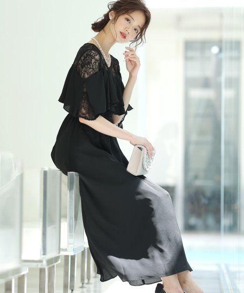 セール 結婚式 パーティー 2wayオフショルマキシパーティーワンピースパーティードレス プールヴー Pourvous Magaseek