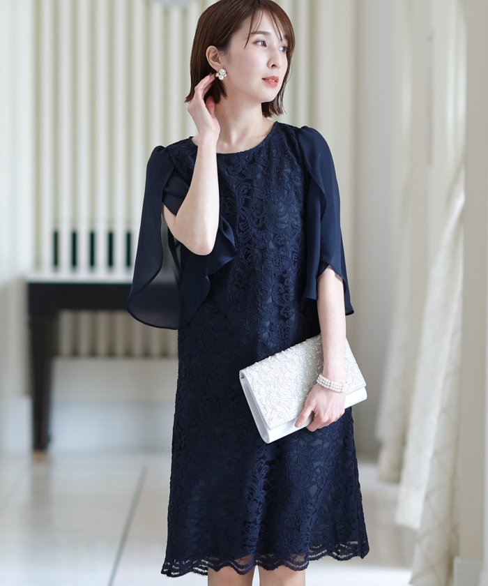 結婚式 パーティー チューリップスリーブレースワンピースパーティードレス プールヴー Pourvous Magaseek