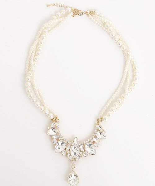結婚式 パーティー ビジューパールシャイニーネックレス プールヴー Pourvous Magaseek
