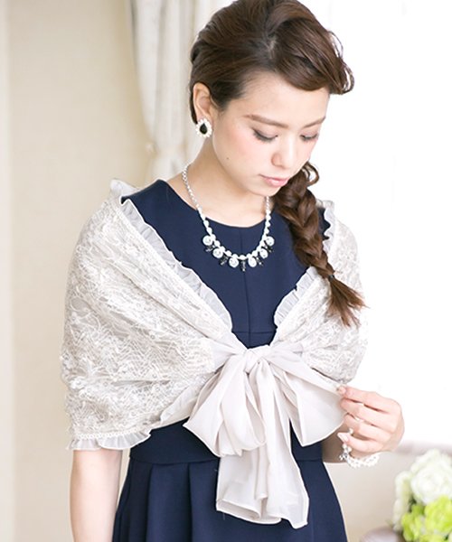結婚式 パーティー 羽織り チュールレースリボンショール ストール プールヴー Pourvous Magaseek