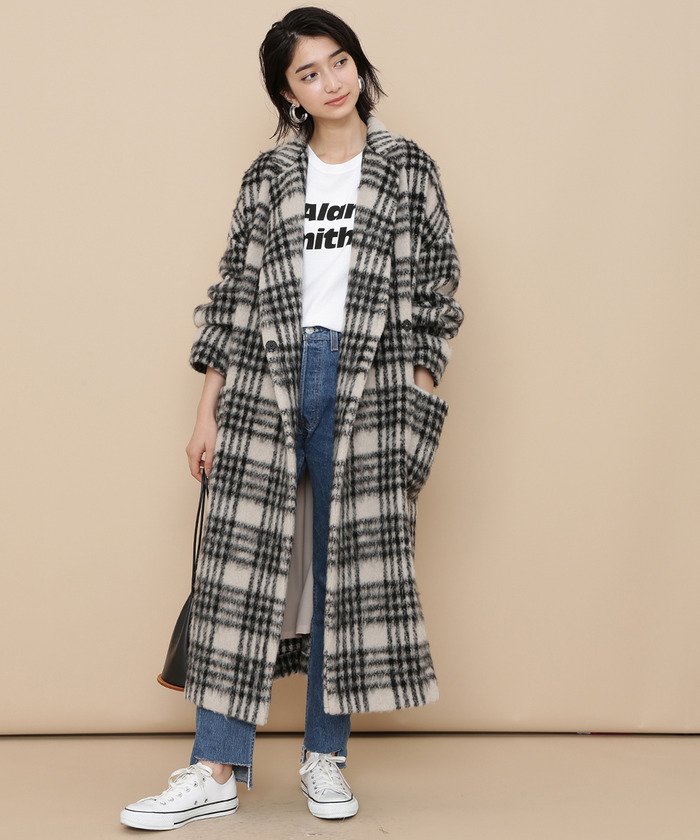 ADAM ET ROPE' モヘヤシャギーオーバーサイズコート