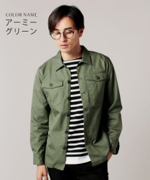 THE CASUAL(ザ　カジュアル)/(アップスケープオーディエンス) Upscape Audience 日本製VENTILEファティーグシャツジャケット/グリーン