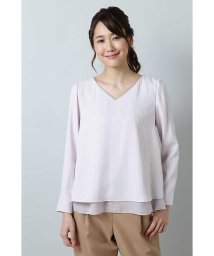 NATURAL BEAUTY BASIC(ナチュラルビューティーベーシック)/｜美人百花 10月号掲載｜〈ウォッシャブル〉シフォンティアードブラウス長袖/ピンク×オフストライプ2