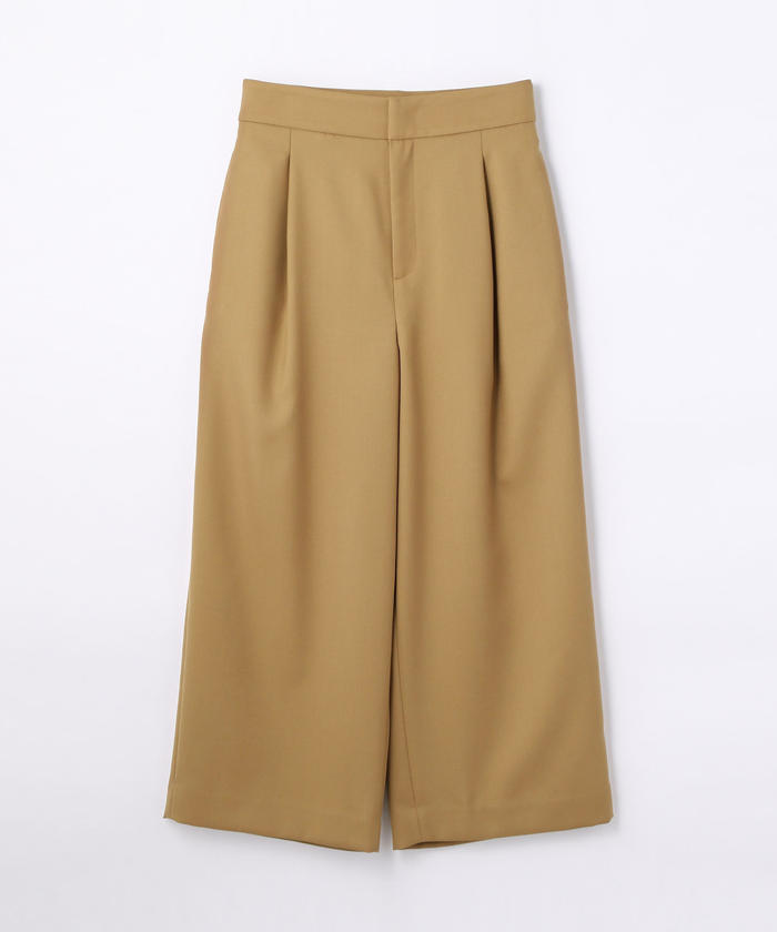 ポリエステルウールカルゼ ワイドクロップドパンツ