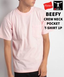 JEANS MATE(ジーンズメイト)/【HANES】BEEFY‐T　ポケットTシャツ/ライトピンク