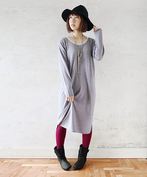 And It Uネッククレープニットワンピース レディース 冬服 冬物 ワンピース 長袖 ニット ワンピ ニットワンピ ニットトップス ゆったり ニットワン アンドイット And It Magaseek