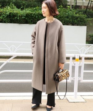 IENA イエナ ラムウールノーカラーロングコート アウター  