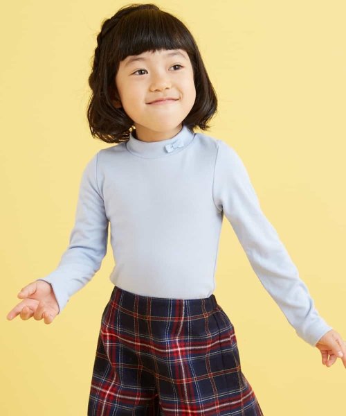 a.v.v(KID'S)(アー・ヴェ・ヴェキッズ)/[100－130]リボンデザインプチハイネックカットソー[WEB限定サイズ]/ライトブルー