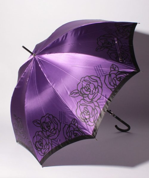 LANVIN Collection(umbrella)(ランバンコレクション（傘）)/LV 婦人BJ耐風長Pサテンプリント/パープル