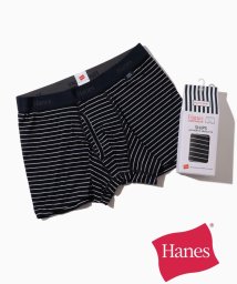 SHIPS MEN(シップス　メン)/Hanes×SHIPS: 消臭糸使用 コットン ストレッチ ボーダー ボクサーパンツ/ブラック