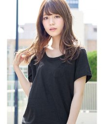 HAPPY EXP(HAPPY急便　by　VERITA．JP)/綿100％ラウンドネック胸ポケシンプルTシャツ/ブラック