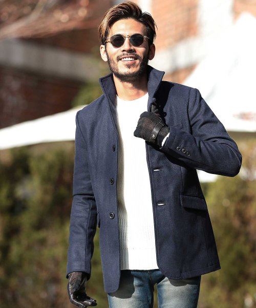 メルトン マリンコート イタリアンカラージャケット ジャケット メンズ ウール コート ショート丈 ジギーズショップ Jiggys Shop Magaseek