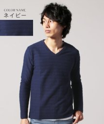 THE CASUAL(ザ　カジュアル)/(バイヤーズセレクト)Buyer's Select タックボーダーVネック長袖カットソー/ネイビー