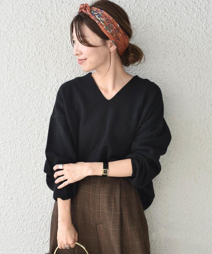 シップス ウィメン ウールカシミヤVネックプルオーバー