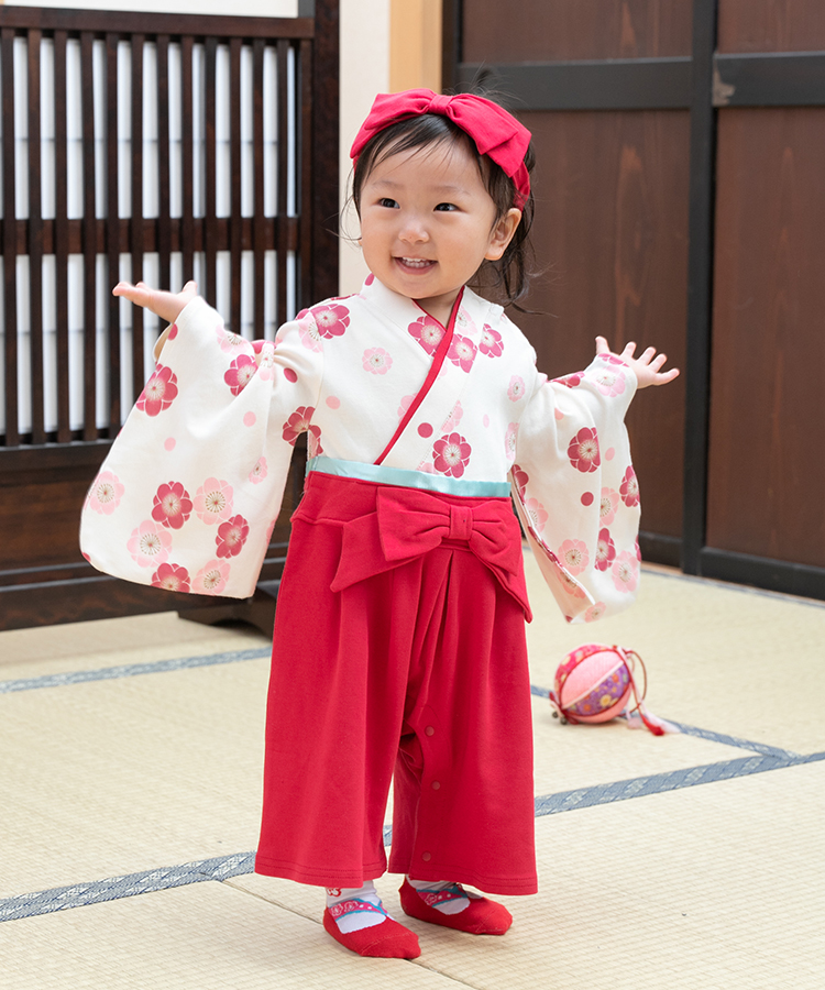 110 朱色 袴 セパレート 和服 キッズ 女の子 お祝い ひな祭り - 和服