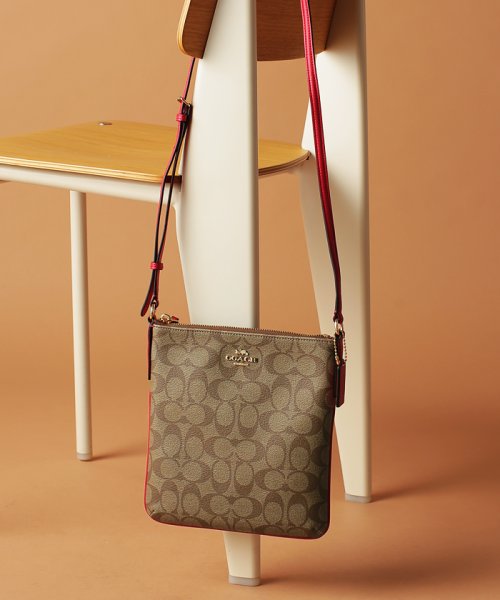 COACH(コーチ)/★COACH クロスボディ シグネチャー ショルダーバッグ F58309 薄マチ/レッド系