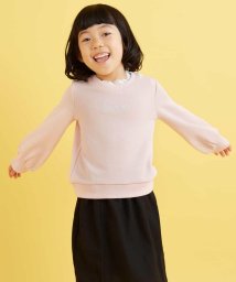 a.v.v(KID'S)(アー・ヴェ・ヴェキッズ)/【WEB限定】[140－150]レースネックロゴ裏毛トレーナー/ピンク