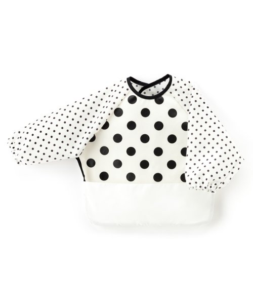 お食事エプロン スタイ 長袖タイプ Polkadotlarge Broadcloth White 白地に黒ドット ベビーカラフルキャンディスタイル Baby Colorful Candy Style Magaseek